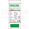 Tracon túlfeszültség levezető, T1+T2 AC típusú, cserélhető betéttel, ESPD1+2-12.5-1P