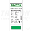 Tracon túlfeszültség levezető, T2+T3 AC típusú, egybeépített, ESPD2+3-40-2P