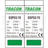 Tracon túlfeszültség levezető, T2 AC típusú, cserélhető betéttel, ESPD2-70-2P