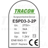 Tracon túlfeszültség levezető, T3 AC típusú, szerelvénydobozba, ESPD3-3-2P