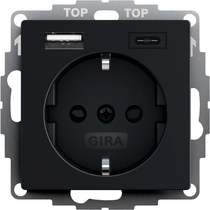 Gira Dugalj dupla USB-s, Type A/Type C, 16A, 250 V, fekete matt, 2459005