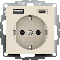 Gira Dugalj dupla USB-s, Type A/Type C, 16A, 250 V, krémfehér fényes, 245901