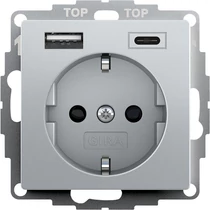 Gira Dugalj dupla USB-s, Type A/Type C, 16A, 250 V, alumínium, 245926