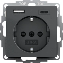 Gira Dugalj dupla USB-s, Type A/Type C, 16A, 250 V, antracit, 245928