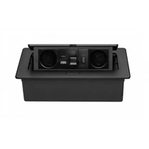 GTV pultba süllyeszthető konnektor 2x230V, USB-A, USB-C, RJ45, HDMI, fekete, 1,5 m kábel – GTV-AE-PBSURH2GS-20