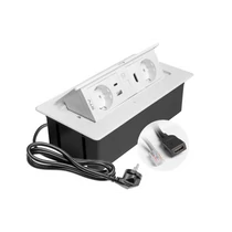 GTV pultba süllyeszthető konnektor 2x230V, USB-A, USB-C, RJ45, HDMI, fehér, 1,5 m kábel – GTV-AE-PBSURH2GS-10