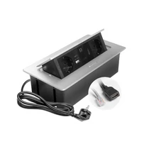 GTV pultba süllyeszthető konnektor 2x230V, USB-A, USB-C, RJ45, HDMI, ezüst, 1,5 m kábel – GTV-AE-PBSURH2GS-53