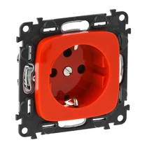 Legrand Valena Allure 2P+F aljzat gyv, reteszelt, burkolattal, Piros, 753132
