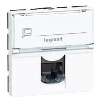 Legrand Program Mosaic RJ 45 informatikai csatlakozóaljzat, 1 x RJ 45 árnyékolatlan (UTP) Cat.6, 2 modul széles, 90°-ban elforgatott, energiaoszlophoz, fehér, 76591