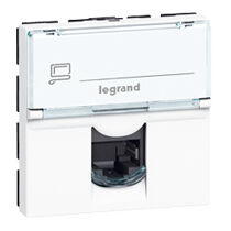 Legrand Program Mosaic RJ 45 informatikai csatlakozóaljzat, 1 x RJ 45 árnyékolatlan (UTP) Cat.6, 2 modul széles, 90°-ban elforgatott, energiaoszlophoz, fehér, 76591