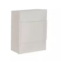 Legrand PractiboxS falon kívüli lakáselosztó, fehér ajtóval, védőföld és nulla elosztókapoccsal, 1 sor 4 modul, 134204