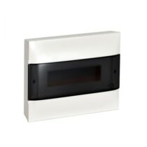 Legrand PractiboxS falon kívüli lakáselosztó (650°C), átlátszó füstszínű ajtóval, védőföld és nulla elosztókapoccsal, 1 sor 12 modul, 135211