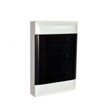 Legrand PractiboxS falon kívüli lakáselosztó (650°C), átlátszó füstszínű ajtóval, védőföld és nulla elosztókapoccsal, 3 sor 12 modul, 135213