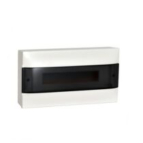 Legrand PractiboxS falon kívüli lakáselosztó (650°C), átlátszó füstszínű ajtóval, védőföld és nulla elosztókapoccsal, 1 sor 18 modul, 137216