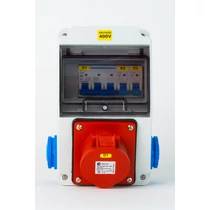 TP ipari doboz szerelt, vezetékezett, kismegszakítóval 130x220mm, 1x(5P16A)+2X(2P+F) IP44, 3318-002-5000K