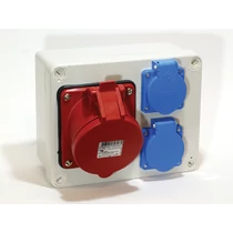 Jangar ipari doboz szerelt, vezeték nélkül, 180x145x85mm 1x(5P16A)+2X(2P+F) IP44, JG-3-2220-1516