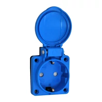 TP Electric Beépíthető ipari csatlakozóaljzat, csapfedeles, kék, 16A, biztonsági zsalus, IP54, csavaros bekötéssel, 3101-332-0900