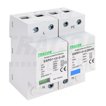 Tracon túlfeszültség levezető, T1+T2+T3 AC típusú, egybeépített, ESPD1+2+3-25-1+1P