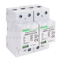 Tracon túlfeszültség levezető, T1+T2+T3 AC típusú, egybeépített, ESPD1+2+3-25-2P