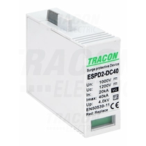 Tracon túlfeszültség levezető, T2 DC típusú VG, betét 1000V, ESPD2-DC40-1000VG