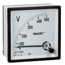 Tracon táblaműszer Váltakozó áramú feszültségmérő 48×48mm, 0-600V AC, ACVM48-600