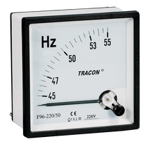 Tracon táblaműszer Frekvenciamérő 96×96mm, 230V / 45-55Hz, F96-220/50