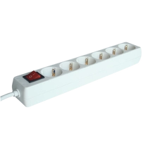 Tracon Hordozható elosztósáv kapcsolóval, normál, fehér, HK6-5M