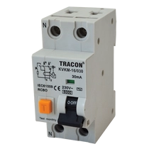 Tracon kombinált fi relé AC 1P+N C20A 100mA, Tracon KVKM-20/100