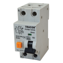 Tracon kombinált fi relé AC 1P+N C25A 100mA, Tracon KVKM-25/100