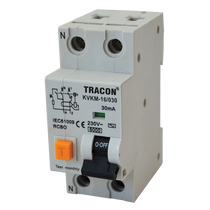 Tracon kombinált fi relé AC 1P+N C6A 300mA, Tracon KVKM-6/300