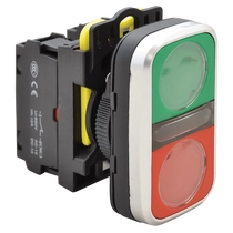 Tracon Kettős világító BE-KI nyomógomb, zöld+piros, NYG3-DL