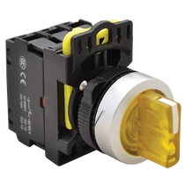 Tracon Világítókaros kapcsoló, sárga, LED, háromállású, rugóvissza, NYK3-SL34Y