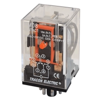 Tracon Ipari teljesítmény relé 2 váltóérintkező 3A-es 230V-os AC 28V-os DC, RM08-240AC