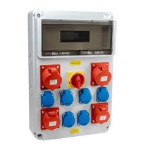 Tracon ipari doboz szerelt, vezeték nélkül, főkapcsolóval 6X(2P+F)+2x(5P16A)+2x(5P32A) dugalj, IP44, TDB13-16MK