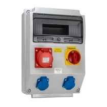 Tracon ipari doboz szerelt, vezeték nélkül, főkapcsolóval 2x(5P16A) dugalj, IP44, TDB15-12MK