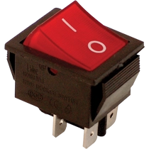 Tracon Billenőkapcsoló, BE-KI, 2-pólus, piros, 0-I felirat, világító 16(6)A, 250V AC, TES-42