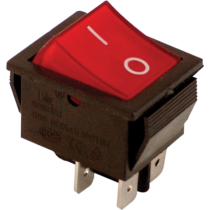 Tracon Billenőkapcsoló, BE-KI, 2-pólus, piros, 0-I felirat, világító 16(6)A, 250V AC, TES-42