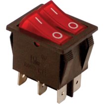 Tracon Billenőkapcsoló, BE-KI, 2-áramkör, piros, 0-I felirattal 16(6)A, 250V AC, TES-43