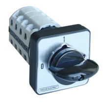 Tracon Tokozatlan választókapcsoló, 0-1-2, 20A, 2x4P, 5.5kW, 48x48mm, 90°, TKB-209/4