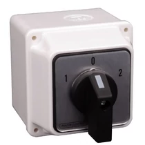 Tracon Tokozott választókapcsoló, 1-0-2, 32A, 2x4P, 11kW, 64x64mm, 90°, TKV-329/4T65