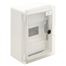 Tracon maszkos műanyag elosztószekrény, átlátszó ajtóval,280×210×130mm 1x8 modullal  IP65, TRACON TME282113MT