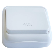 Tracon Falon kívüli nyomókapcsoló WC felirattal (tapétakapcsoló) 10AX/250VAC IP20 (N101), Tracon TTK-04W