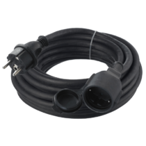 Tracon Univerzális hosszabbító gumi kábellel, 20m, fekete, UH20RN