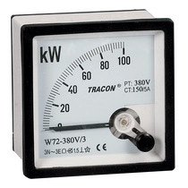 Tracon táblaműszer Teljesítménymérő 72×72mm, 400V AC, W72-400V/4