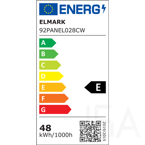 Elmark, led panel, négyzet forma, 48W, 5280lm, 6400K, fehér keret, 595x595mm, 92PANEL028CW Elmark, led panel, négyzet forma, 48W, 5280lm, 6400K, fehér keret, 595x595mm, 92PANEL028CW