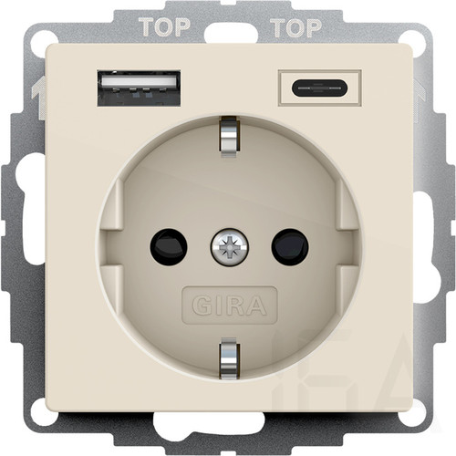 Gira Dugalj dupla USB-s, Type A/Type C, 16A, 250 V, krémfehér fényes, 245901