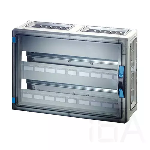 Hensel FP 1409 kismegszakítós szekrény átlátszó ajtóval, 54 osztásegységig, Fixconnect kapocstechnika PE és N kapcsokhoz, 6 db szekrényösszekötővel, IP65
