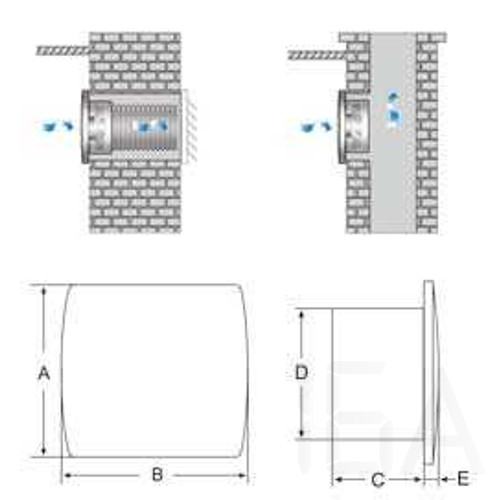 Kanlux elszívó ventilátor, fehér, zárt előlapos, EOL F10B-W Kanlux elszívó ventilátor, fehér, zárt előlapos, EOL F10B-W
