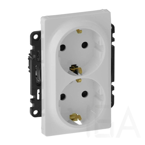 Legrand Valena Life 2x2P+F csatlakozóaljzat gyermekvédelemmel, egybeépített burkolattal, keret nélkül, rugós vezetékbekötéssel fehér, 753126