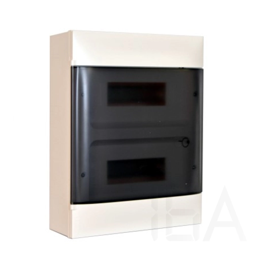 Legrand PractiboxS falon kívüli lakáselosztó (650°C), átlátszó füstszínű ajtóval, védőföld és nulla elosztókapoccsal, 2 sor 12 modul, 135212
